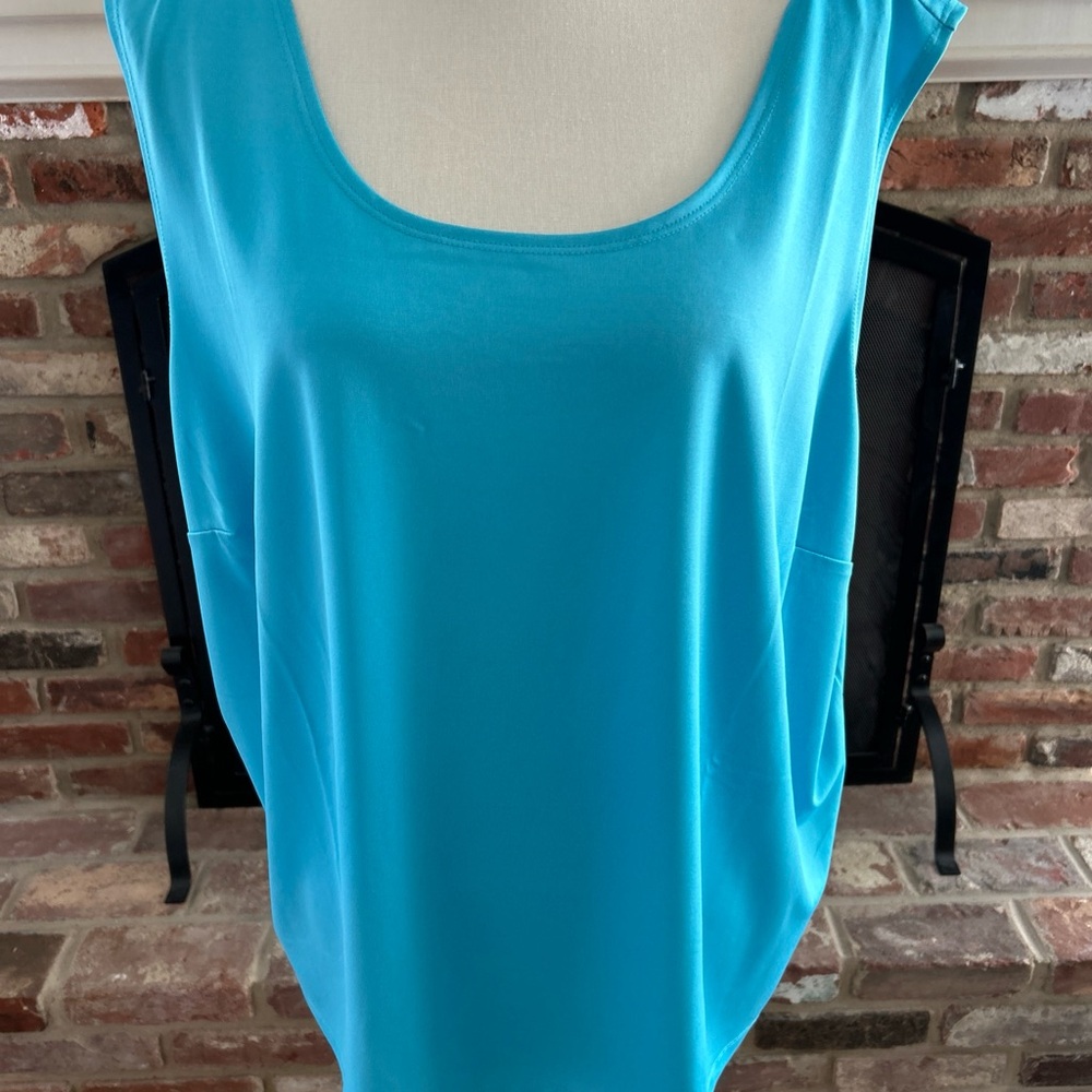 Susan Graver Tank Top Sz 3x BNWOT, RN87935 Poly/Spandex, Light Blue Color, Teal